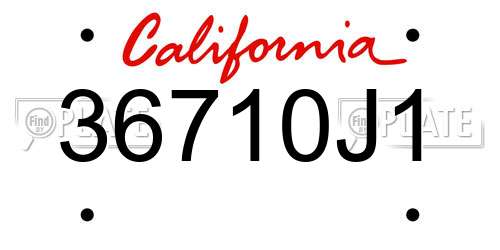 36710J1 California License Plate