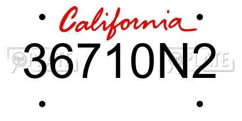 36710N2 California License Plate