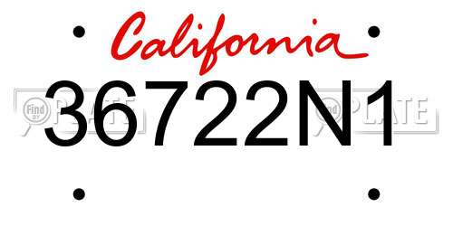 36722N1 California License Plate