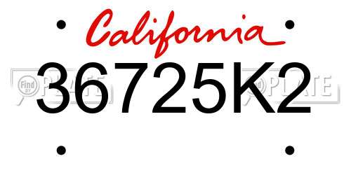 36725K2 California License Plate