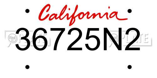 36725N2 California License Plate