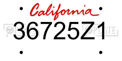 36725Z1 California License Plate
