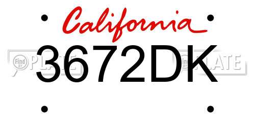 3672DK California License Plate