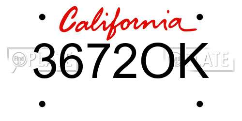 3672OK California License Plate