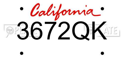 3672QK California License Plate