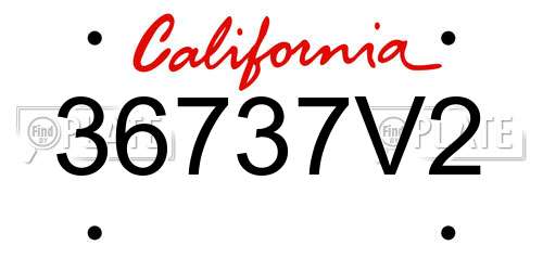 36737V2 California License Plate