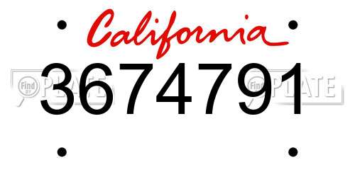 3674791 California License Plate