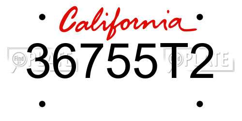 36755T2 California License Plate