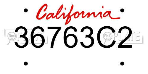 36763C2 California License Plate