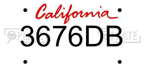 3676DB California License Plate