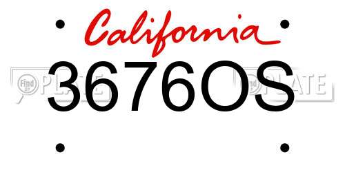 3676OS California License Plate