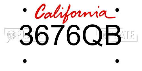 3676QB California License Plate