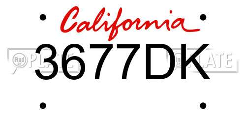 3677DK California License Plate
