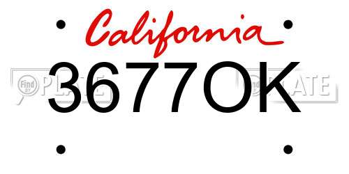 3677OK California License Plate