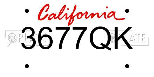 3677QK California License Plate