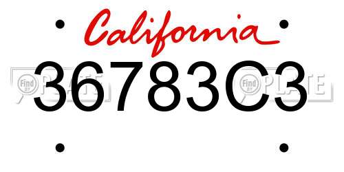 36783C3 California License Plate