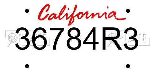36784R3 California License Plate