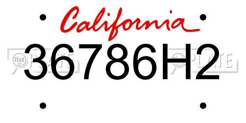 36786H2 California License Plate