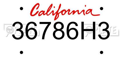 36786H3 California License Plate
