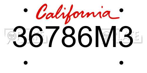 36786M3 California License Plate