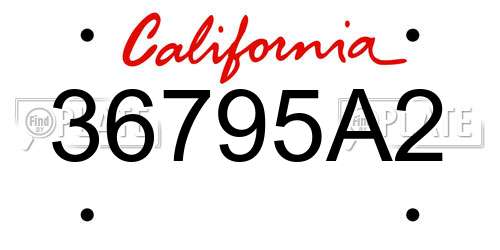 36795A2 California License Plate