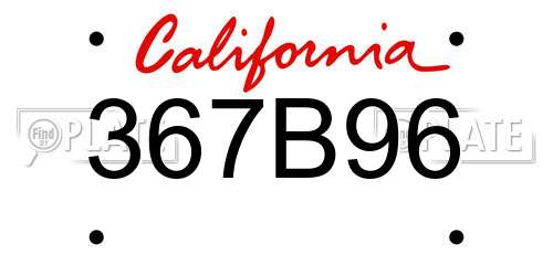 367B96 California License Plate
