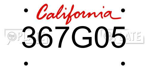 367G05 California License Plate