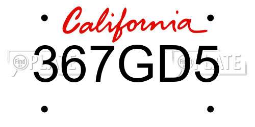 367GD5 California License Plate