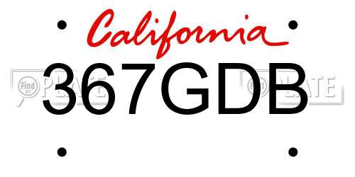 367GDB California License Plate