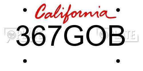 367GOB California License Plate