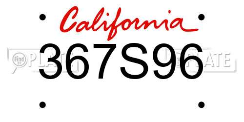 367S96 California License Plate