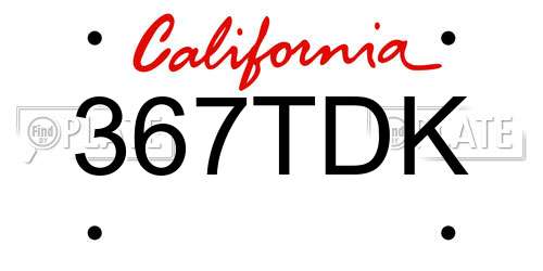 367TDK California License Plate