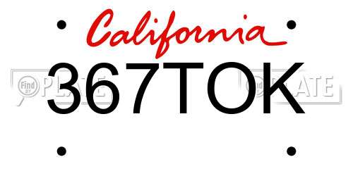 367TOK California License Plate