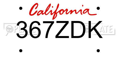 367ZDK California License Plate