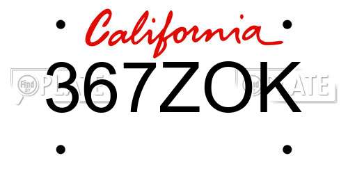 367ZOK California License Plate
