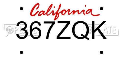 367ZQK California License Plate