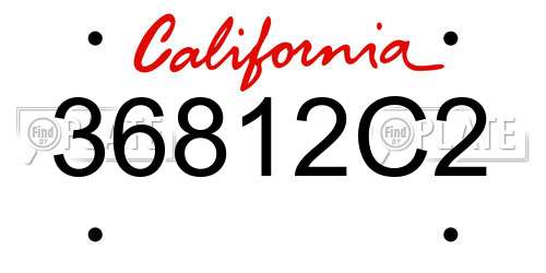 36812C2 California License Plate
