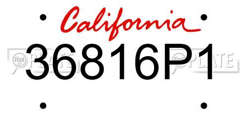 36816P1 California License Plate