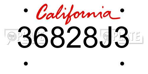 36828J3 California License Plate