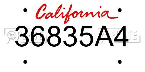 36835A4 California License Plate