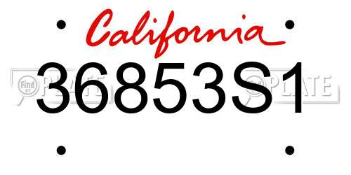 36853S1 California License Plate