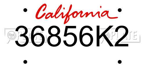 36856K2 California License Plate