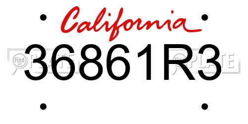 36861R3 California License Plate