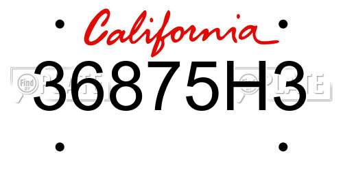 36875H3 California License Plate