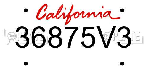 36875V3 California License Plate