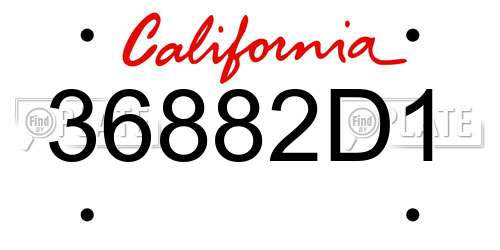 36882D1 California License Plate