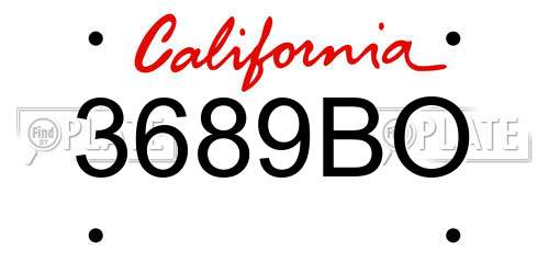 3689BO California License Plate