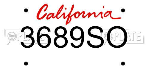 3689SO California License Plate