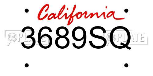3689SQ California License Plate