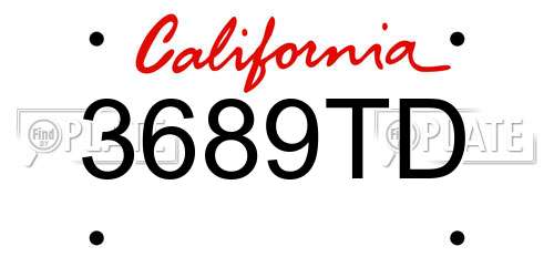 3689TD California License Plate